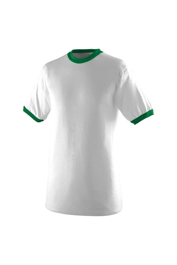 Ringer T-Shirt, Medium, White/Kelly