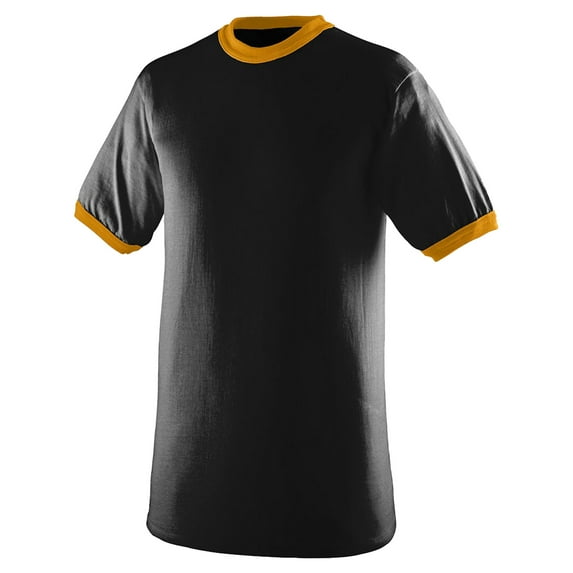 Augusta Sportswear Ringer T-Shirt, Small, Black/Gold
