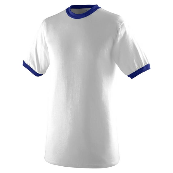 Augusta Sportswear Ringer T-Shirt, Small, White/Purple