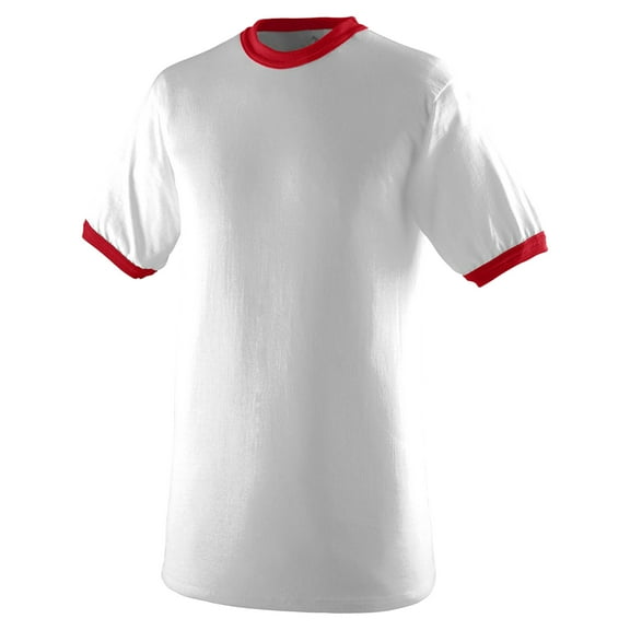 Augusta Sportswear Ringer T-Shirt, Small, White/Red