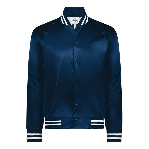 Augusta Sportswear Satin Baseball Jacket Striped Trim 3610