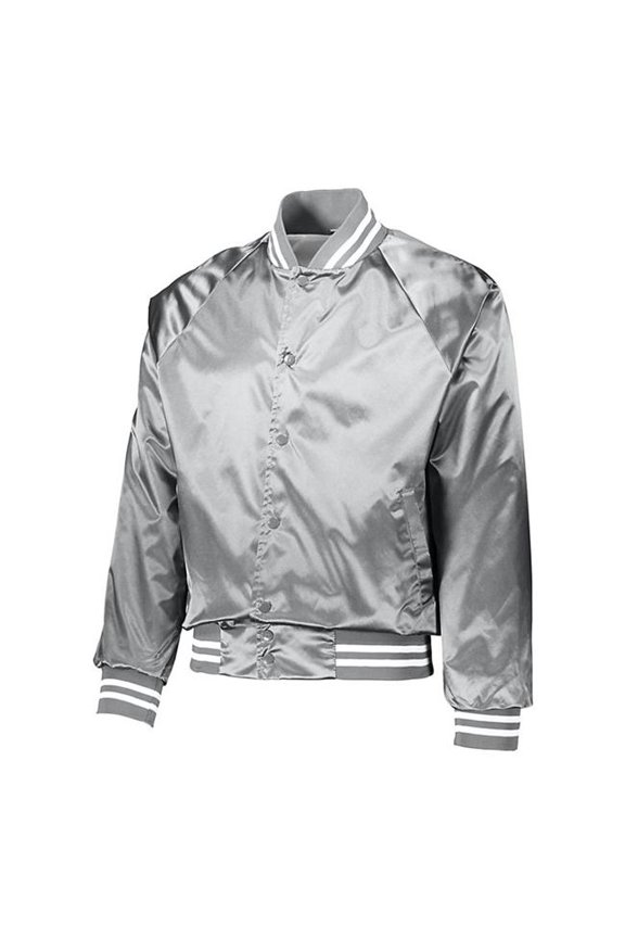 - Satin Baseball Jacket Striped Trim - 3610