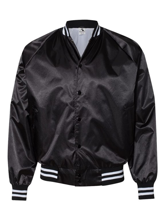 Satin Baseball Jacket Striped Trim