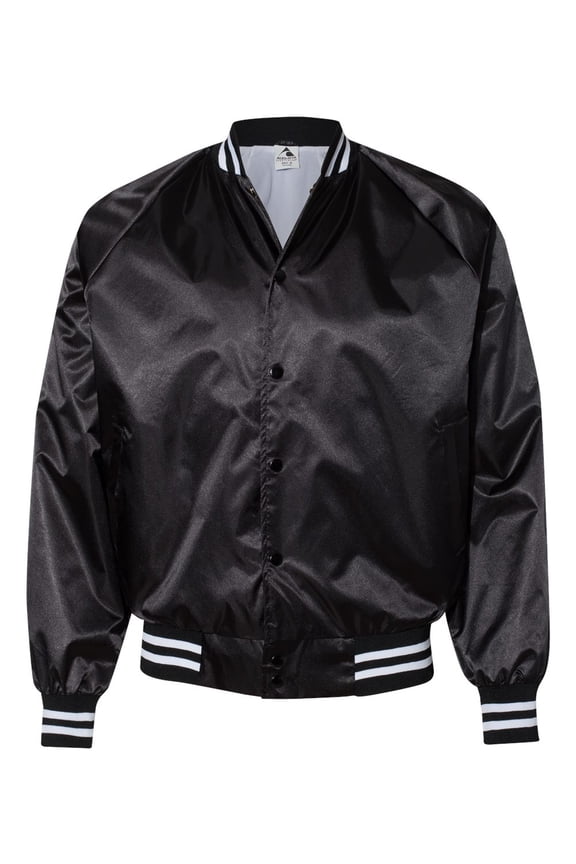 Satin Baseball Jacket Striped Trim