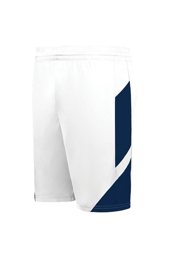 1736.221.L Step-Back Modern Fit Basketball Shorts, White & Navy - Large