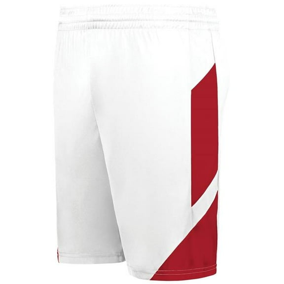 Augusta Sportswear 1736.225.L Step-Back Modern Fit Basketball Shorts, White & Red - Large