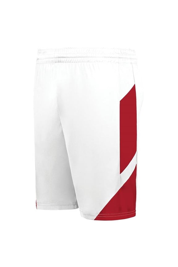 1736.225.M Step-Back Modern Fit Basketball Shorts, White & Red - Medium