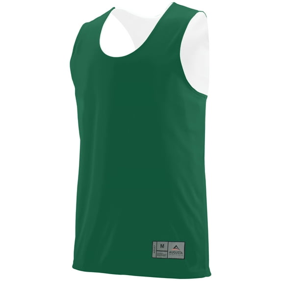 Augusta Sportswear Teen-Boys Reversible Wicking Tank, Dark Green/White, Medium