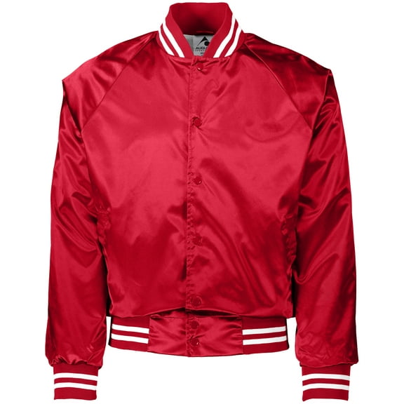 Augusta Sportswear Satin Baseball Jacket Striped Trim