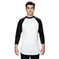 thumbnail image 1 of Augusta Sportswear Three-Quarter Raglan Sleeve Baseball Jersey 4420 - White/ Black Size 4XL, 1 of 5