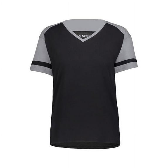 Augusta Sportswear B24434702 Women Triblend Fanatic 2.0 V-Neck T-Shirt, Scarlet & White - Extra Small