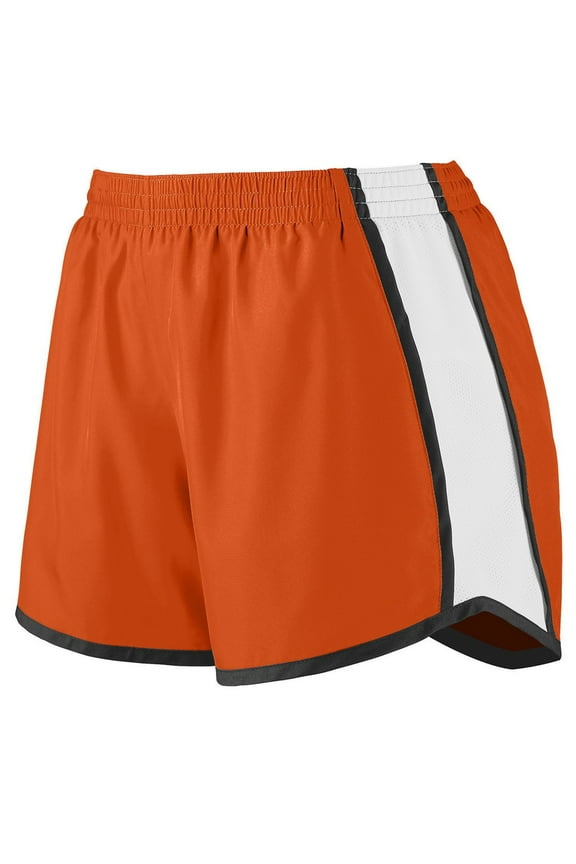 Women's Ladies Pulse Junior Fit Activewear Team Shorts, Orange/White/Black, Medium
