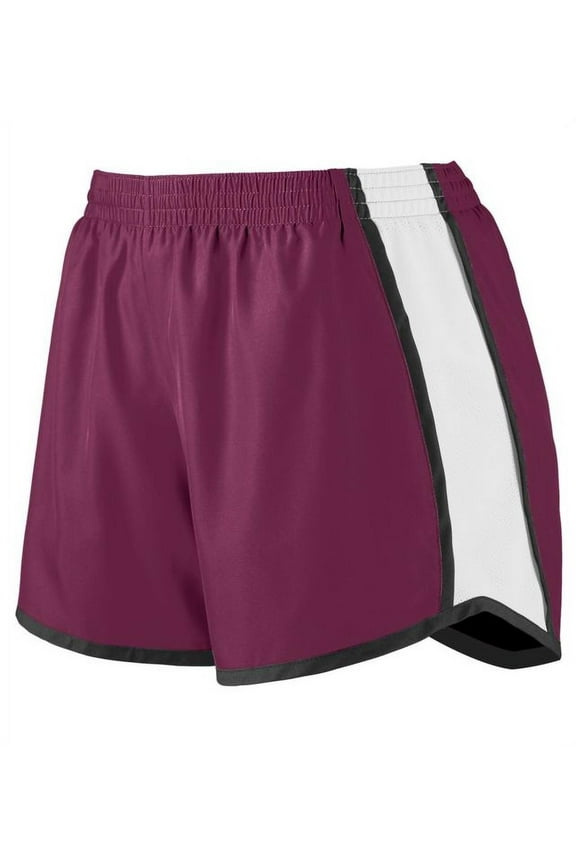 Sportswear Women's Standard Ladies Pulse Junior Fit Activewear Team Shorts, Maroon/White/Black, Medium
