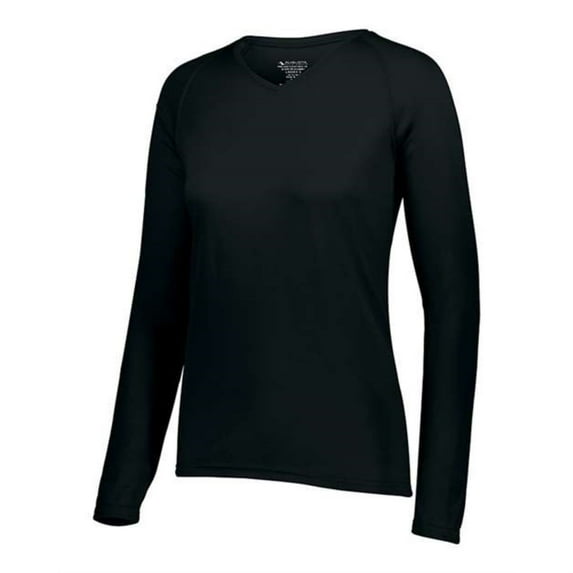 Augusta Sportswear Womens Attain Wicking Long Sleeve Shirt - Black, XL