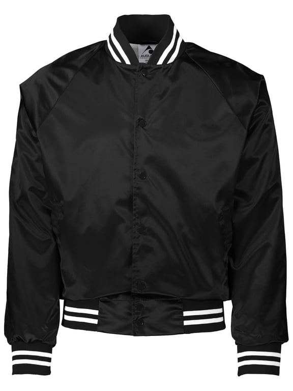 Womens Augusta Satin Baseball Jacket/Striped Trim