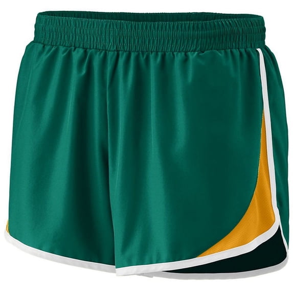Augusta Sportswear XL Womens Junior Fit Adrenaline Shorts Dark Green/Gold/White 1267