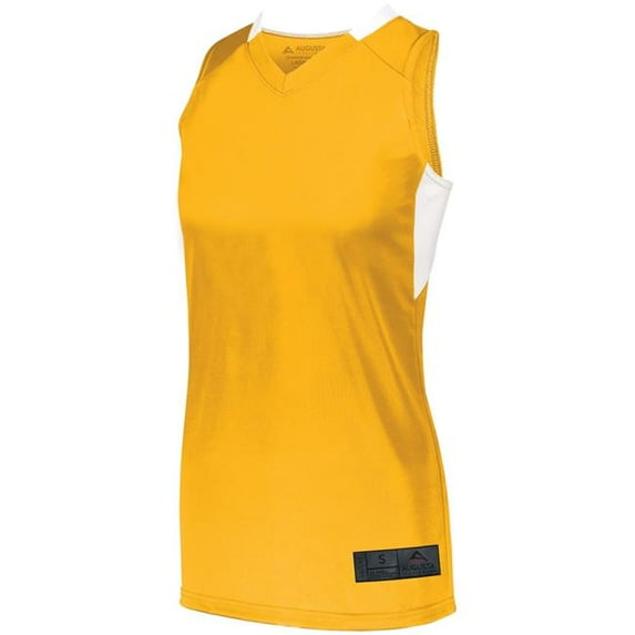 Augusta Sportswear XS Womens Step-Back Basketball Jersey Gold/White 1732