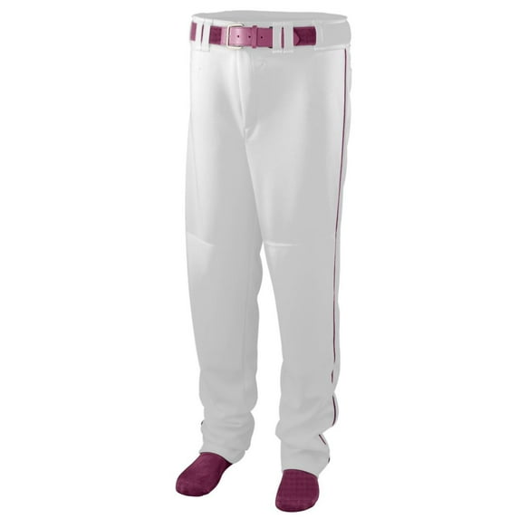 Augusta Sportswear Youth Series Baseball/Softball Pants with Piping 1446 - White/Maroon Size S