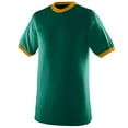thumbnail image 1 of Augusta Sportswear unisex adult Ringer tee shirt, Dark Green/Gold, Medium US, 1 of 5