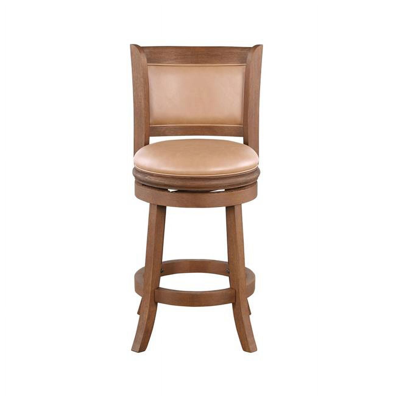 Caramel Faux Leather and Wood Swivel Counter Stool