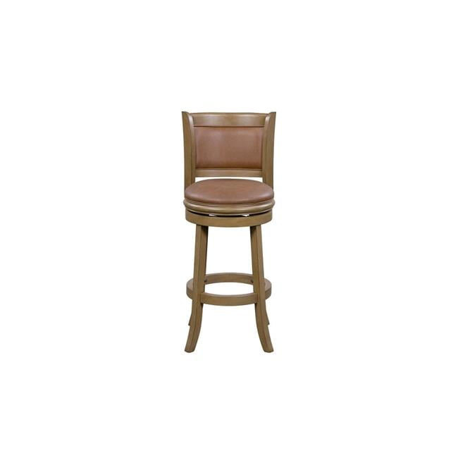 Caramel Faux Leather and Wood Swivel Counter Stool