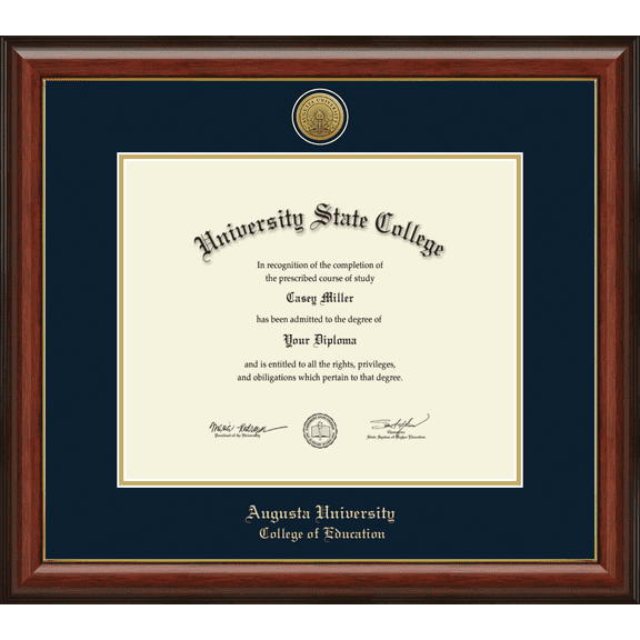Augusta University College of Education Diploma Frame, Document Size 17" x 14"