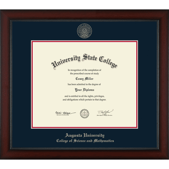 Augusta University College of Science and Mathematics Diploma Frame, Document Size 17" x 14"