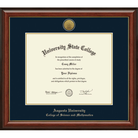 Augusta University College of Science and Mathematics Diploma Frame, Document Size 17" x 14"