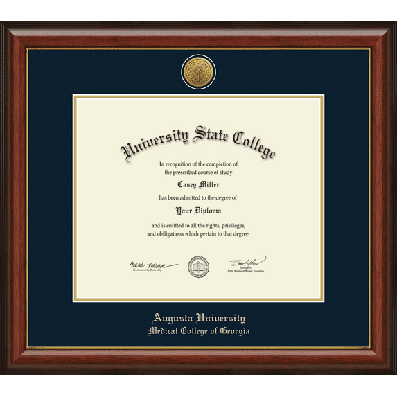 Augusta University Medical College of Georgia Diploma Frame, Document Size 17" x 14"