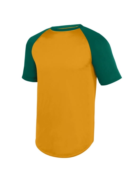 Wicking Short Sleeve Baseball Jersey 1508 Gold/Dark Green 3Xl