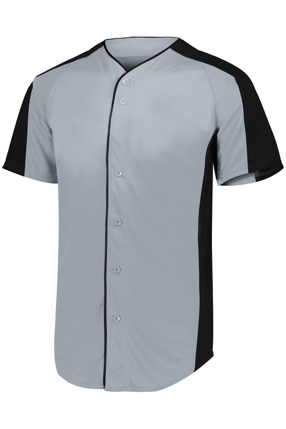 XL Full-Button Baseball Jersey Blue Grey/Black 1655