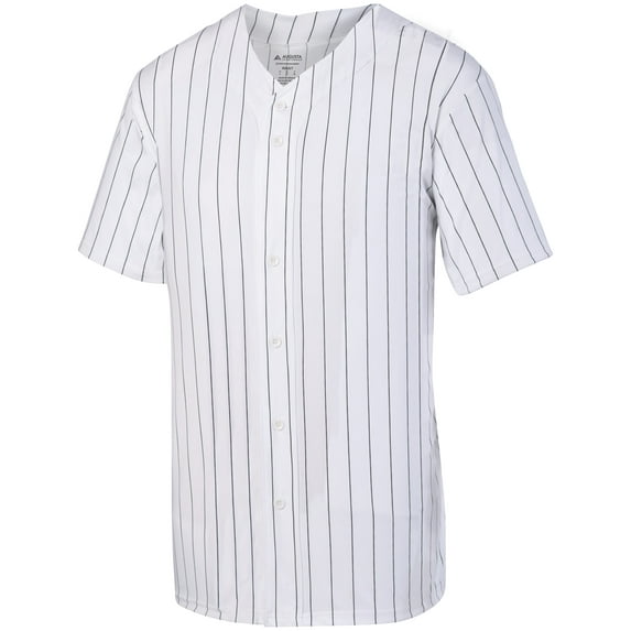 Augusta XL Pinstripe Full-Button Jersey White/Black 1685