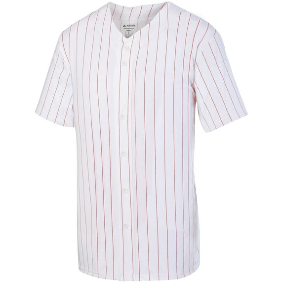 Augusta XL Pinstripe Full-Button Jersey White/Red 1685