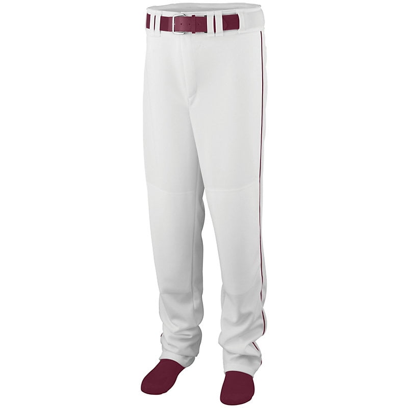 Augusta XL Series Baseball/Softball Pant With Piping White/Maroon 1445