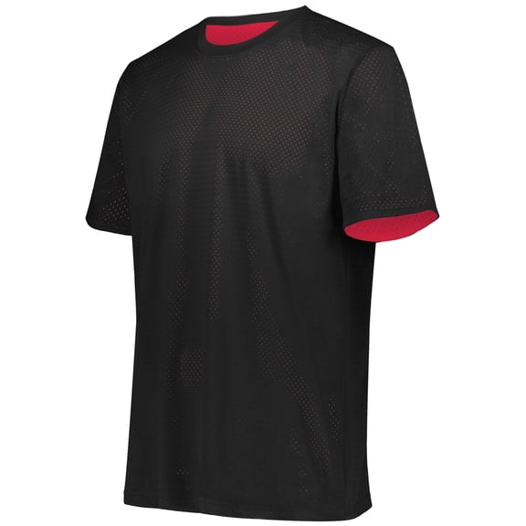 Augusta XL Youth Short Sleeve Mesh Reversible Jersey Black/Scarlet 1603