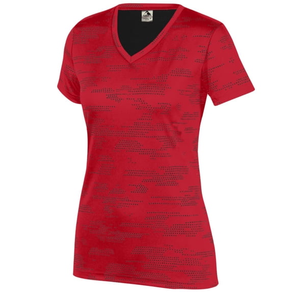 Augusta XS Ladies Sleet Wicking Tee Red/Black 1803