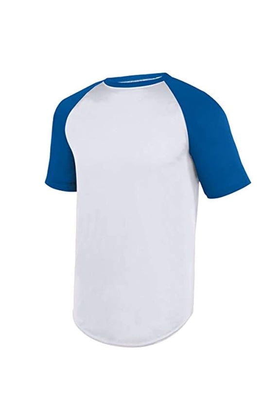 Augusta XS Youth Wicking Short Sleeve Baseball Jersey White/Royal 1509