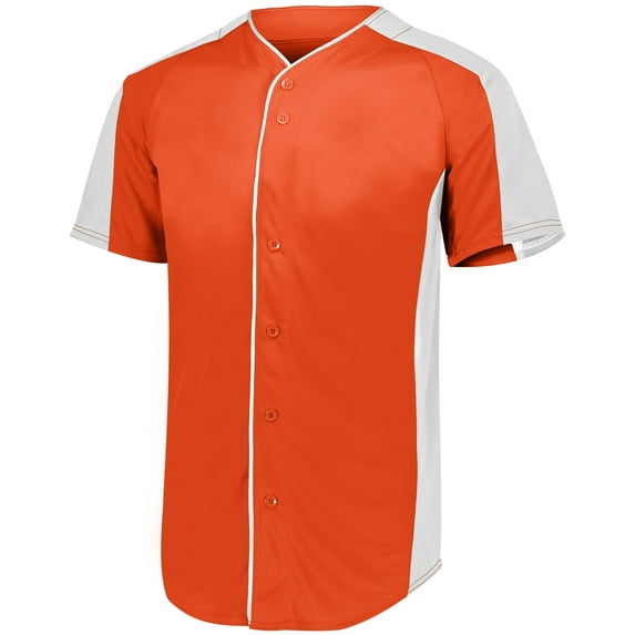 Augusta Youth Full-Button Baseball Jersey 1656 Orange/White L