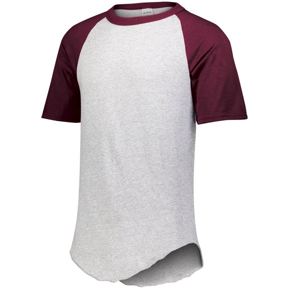 Augusta Youth Short Sleeve Baseball Jersey 424 Athletic Heather/Royal M