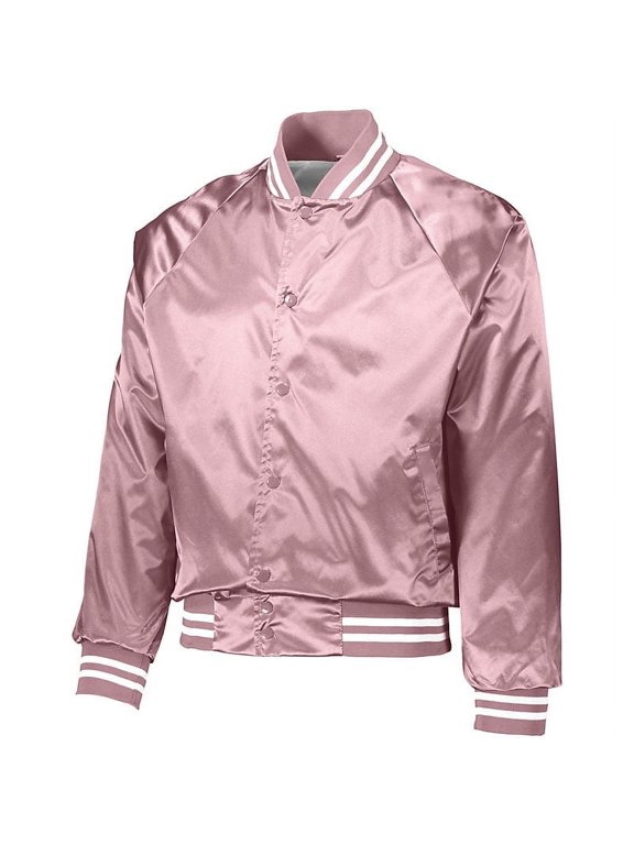 Men's Satin Baseball Jacket/Striped Trim - 3610