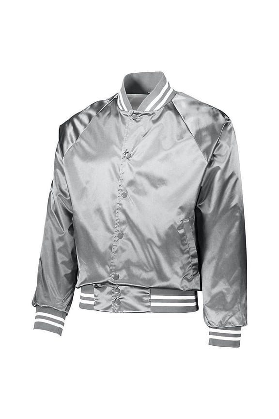Men's Satin Baseball Jacket/Striped Trim - 3610