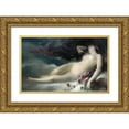 thumbnail image 1 of Auguste-Alexandre Hirsch 18x12 Gold Ornate Wood Frame and Double Matted Museum Art Print Titled - Night (1875), 1 of 4