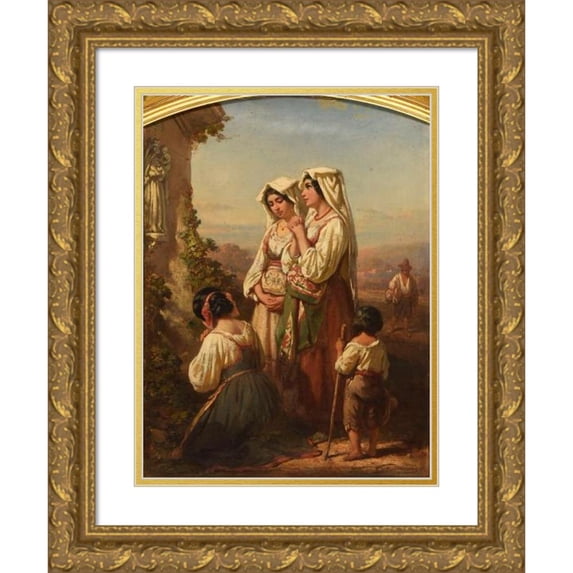 Auguste Delacroix 12x14 Gold Ornate Wood Frame and Double Matted Museum Art Print Titled - Madonna Prayer