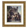 thumbnail image 1 of Auguste Dutuit 12x14 Gold Ornate Wood Frame and Double Matted Museum Art Print Titled - The Horses Stop at the Auberge (1860), 1 of 4