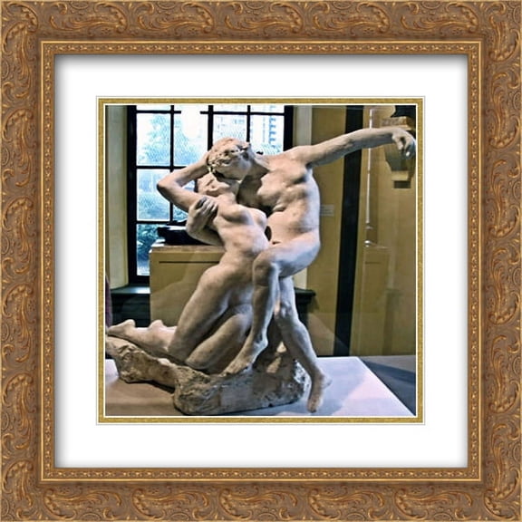 Auguste Rodin 2x Matted 20x22 Gold Ornate Framed Art Print 'The Eternal Spring Kiss'
