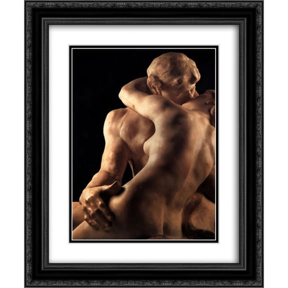 Auguste Rodin 2x Matted 20x24 Black Ornate Framed Art Print 'The Kiss [detail]'