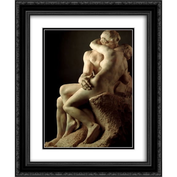 Auguste Rodin 2x Matted 20x24 Black Ornate Framed Art Print 'The Kiss'