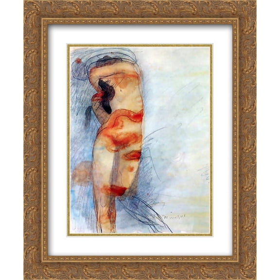Auguste Rodin 2x Matted 20x24 Gold Ornate Framed Art Print 'Minerva'