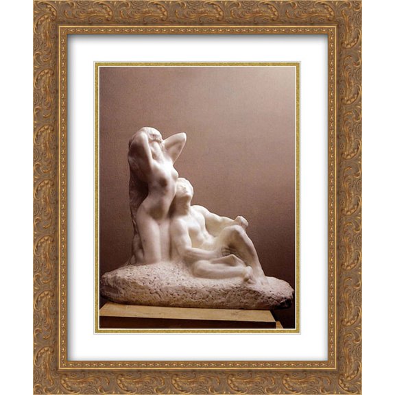 Auguste Rodin 2x Matted 20x24 Gold Ornate Framed Art Print 'Poet And Muse'