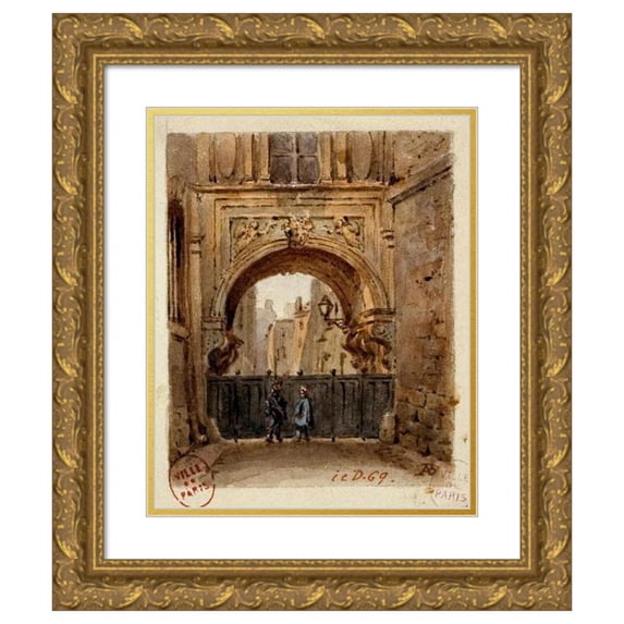 Auguste-Sébastien Bénard 20x24 Gold Ornate Framed and Double Matted Museum Art Print Titled - Nazareth's Arc, Rue De Nazareth. (1810)